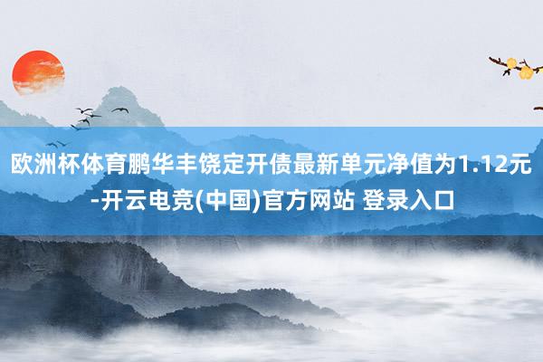 欧洲杯体育鹏华丰饶定开债最新单元净值为1.12元-开云电竞(中国)官方网站 登录入口