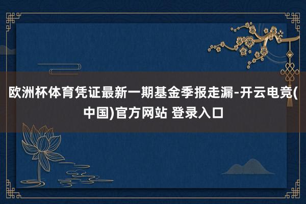欧洲杯体育凭证最新一期基金季报走漏-开云电竞(中国)官方网站 登录入口