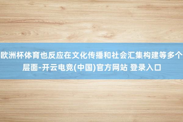 欧洲杯体育也反应在文化传播和社会汇集构建等多个层面-开云电竞(中国)官方网站 登录入口