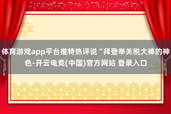 体育游戏app平台推特热评说“拜登举关税大棒的神色-开云电竞(中国)官方网站 登录入口