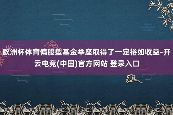 欧洲杯体育偏股型基金举座取得了一定裕如收益-开云电竞(中国)官方网站 登录入口