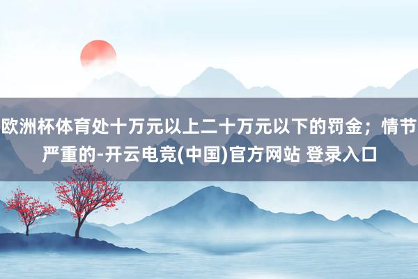 欧洲杯体育处十万元以上二十万元以下的罚金；情节严重的-开云电竞(中国)官方网站 登录入口